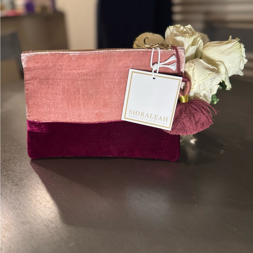 Shiraleah Pink and Red Velvet Makeup Bag